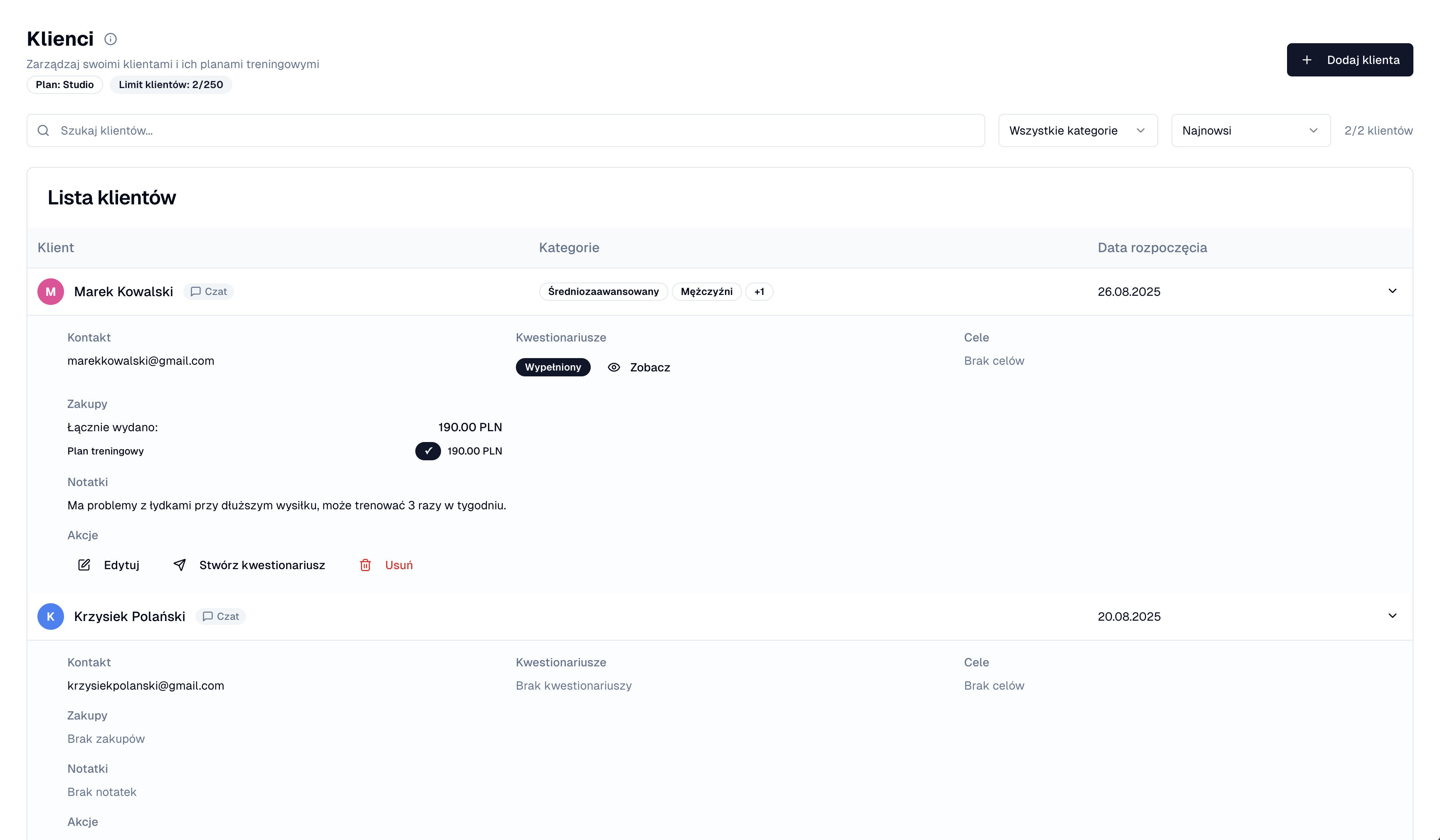 Kompleksowy widok profilu klienta
